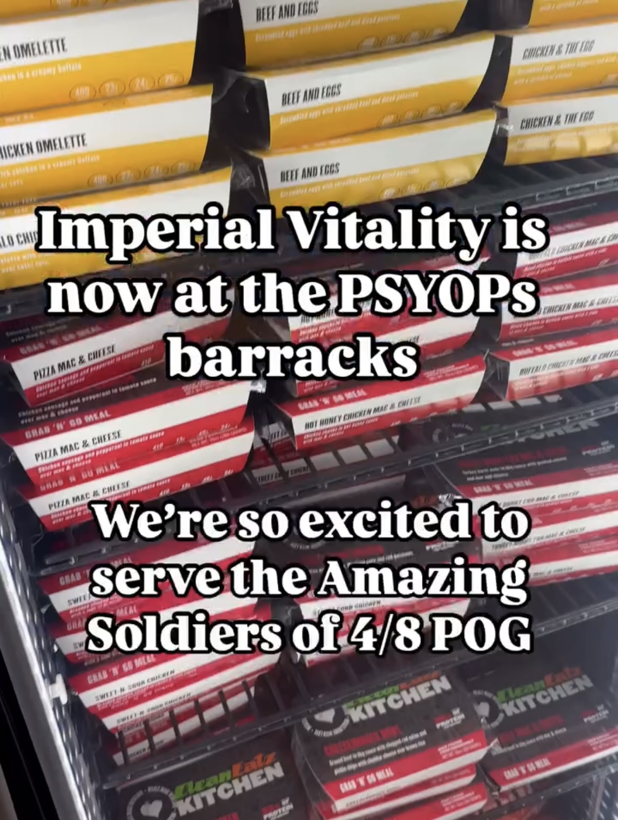 Instagram post: Imperial Vitality is now at the PSYOPs barracks &mdash; excited to serve the soldiers of 4/8 POG