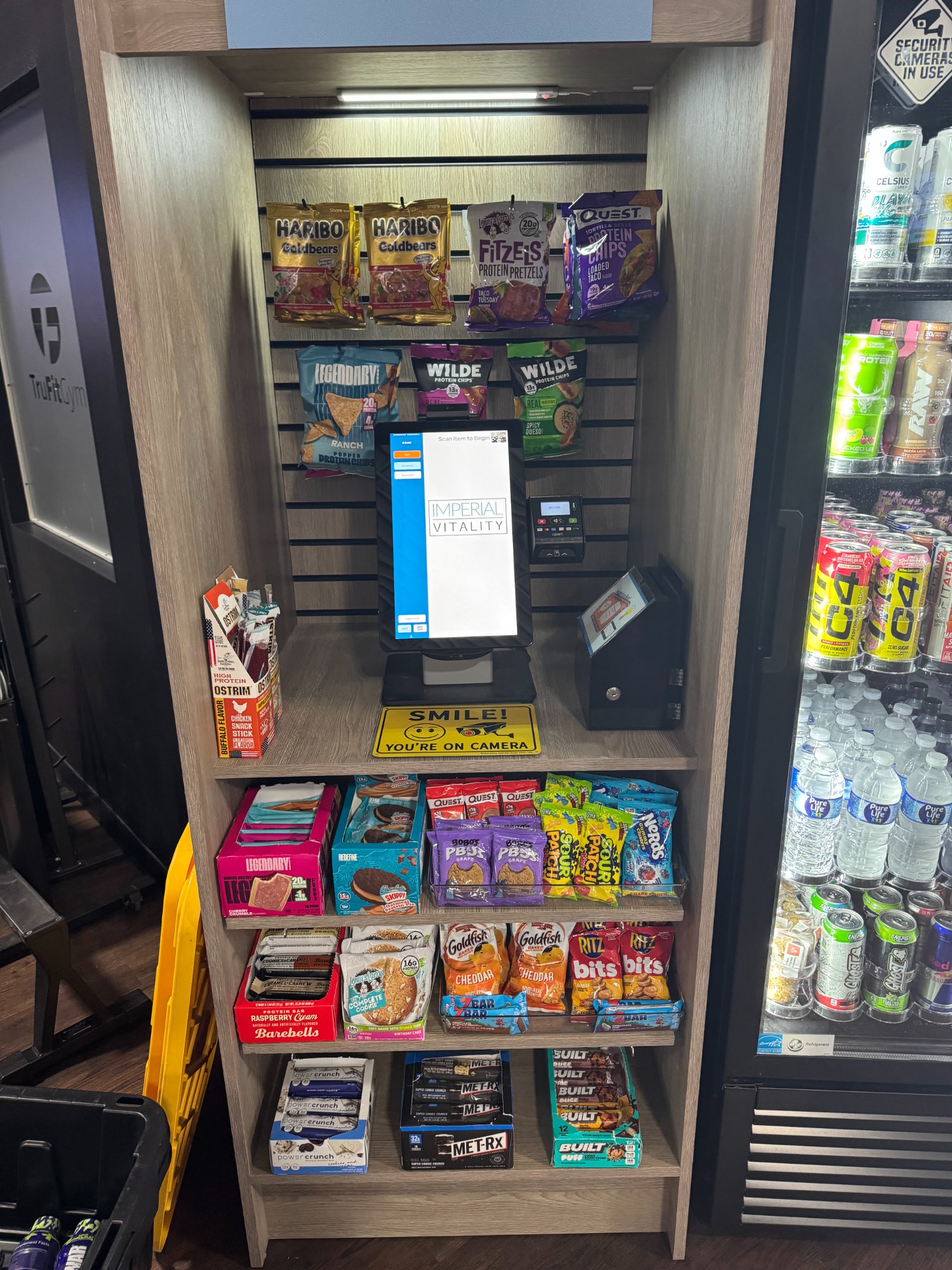Kiosk full of protein snacks