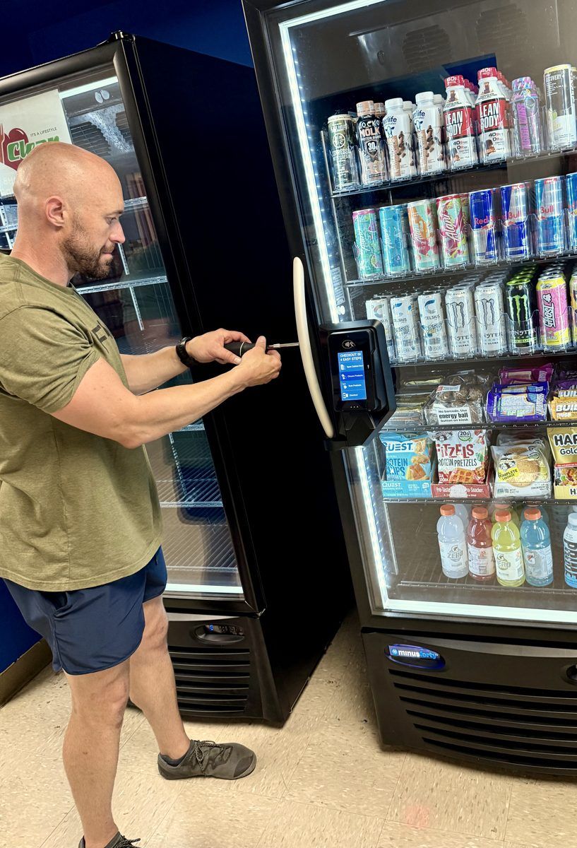 Anthony at one of the machines