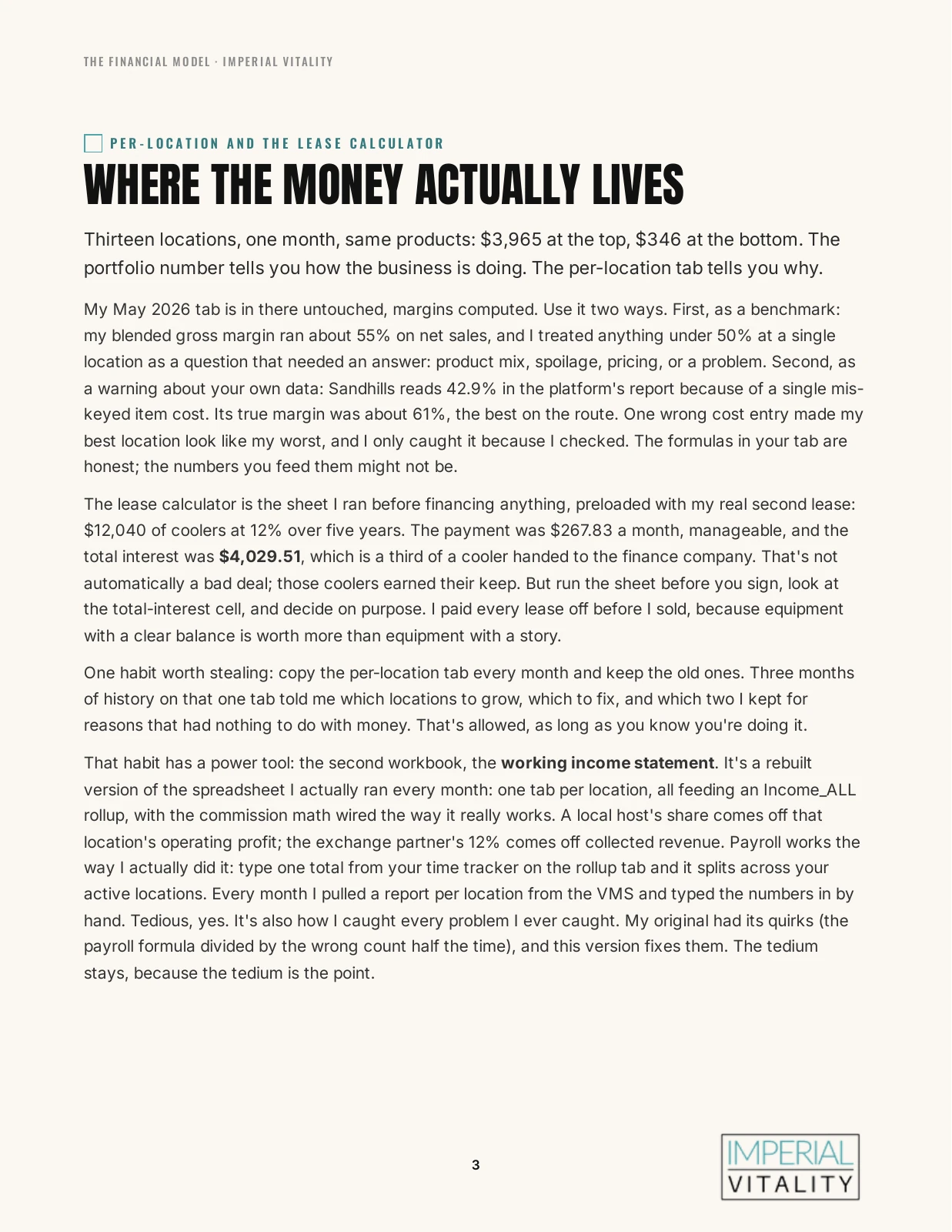 Financial Model reading guide: Where the money actually lives. Text version follows below.