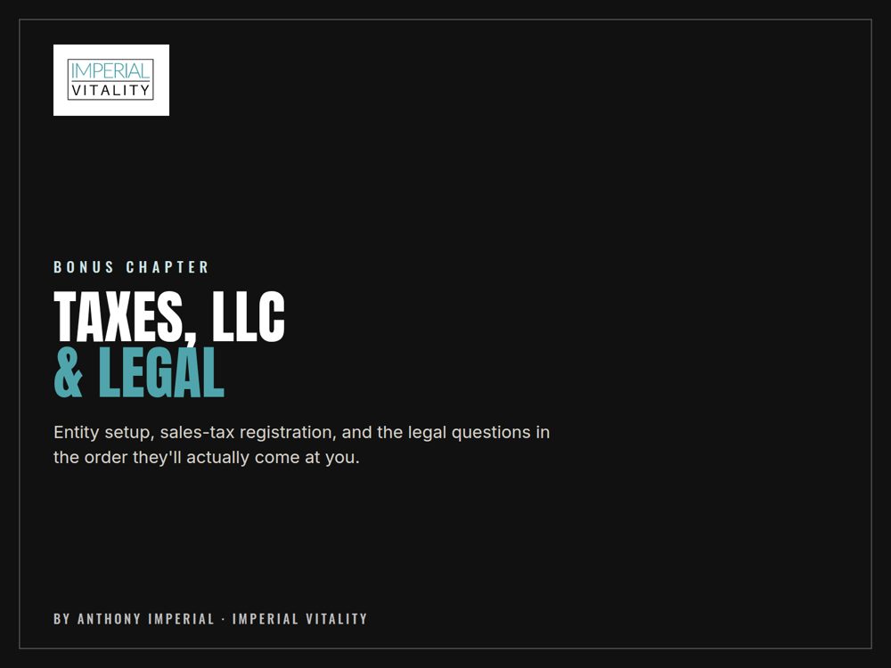 Bonus chapter: Taxes, LLC and Legal
